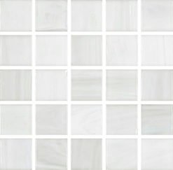 Glasmosaik 2x2cm vit melerad