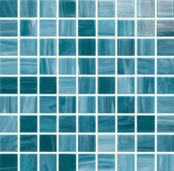 Glasmosaik 2x2cm, blåmelerad