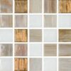 Glasmosaik 2x2cm, mix av beige, brons och vit med bronsinslag