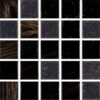 Glasmosaik 2x2cm, mix av svart, brun, grå med guldinslag