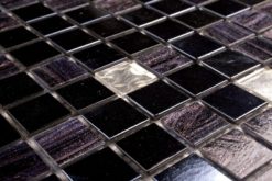 Glasmosaik 2x2cm, mix svart, metallic, glitter och vita guldbitar