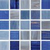 Glasmosaik 2x2cm, Mix blå med guldinslag