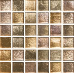 Glasmosaik 1,5×1,5cm, metallmix guldig/pärlemor