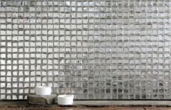 Glasmosaik 2,3×2,3 cm, Metall silver