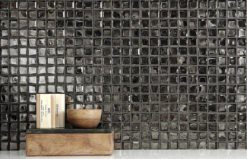 Glasmosaik 2,3×2,3 cm, Metall grå