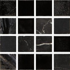 Glas och marmormosaik 2,3×2,3 cm, Mix Marmor polerad svart