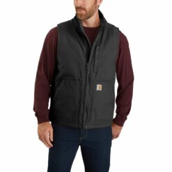 Carhartt washed duck lined mock neck vest black