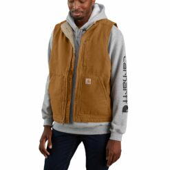 Carhartt washed duck lined mock neck vest Carhartt® Brown