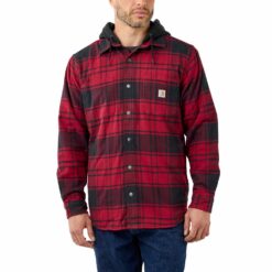 Carhartt flannel fleece lined hooded shirt jacket – Oxblood