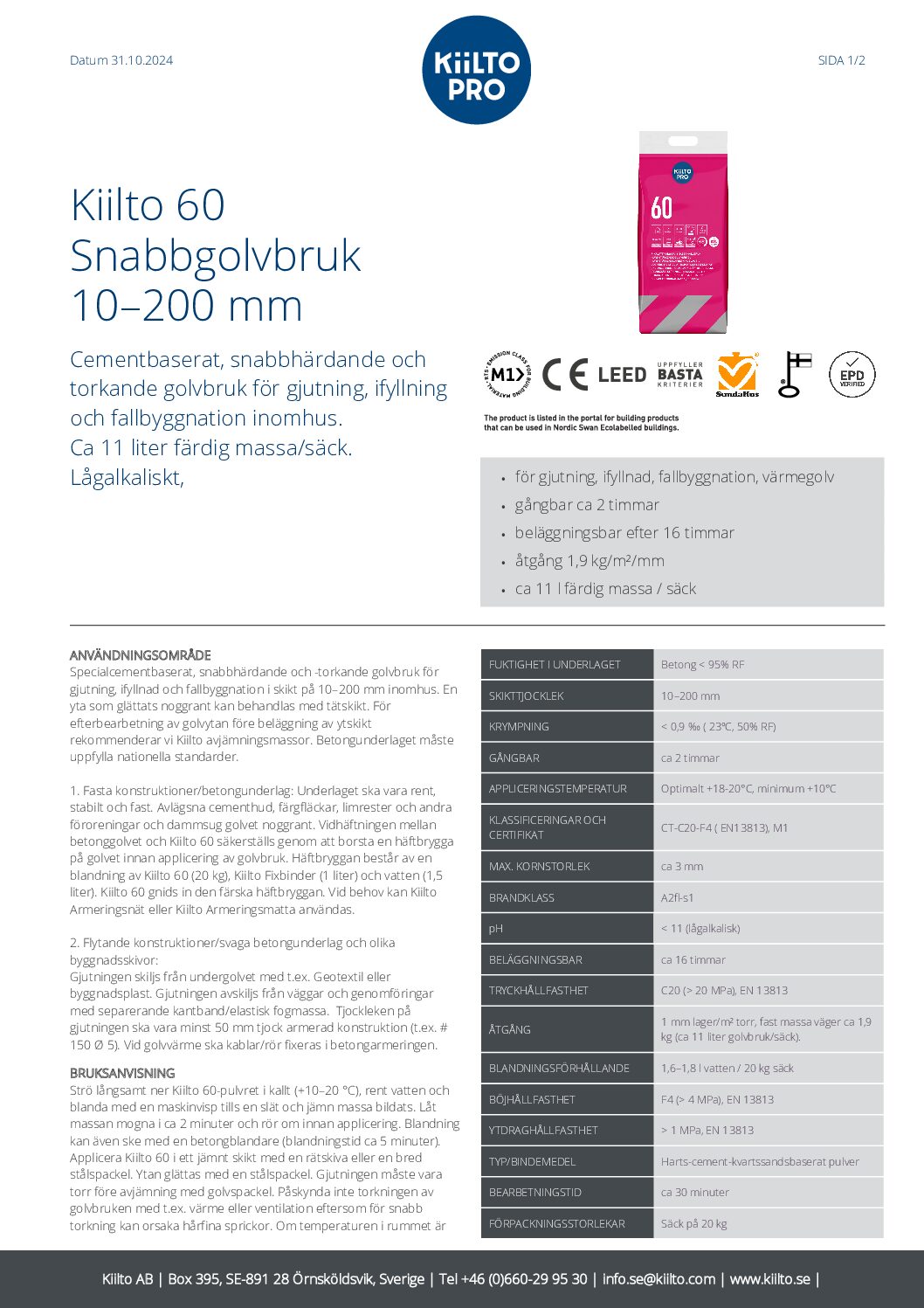 Kiilto 60 – Snabbt golvbruk