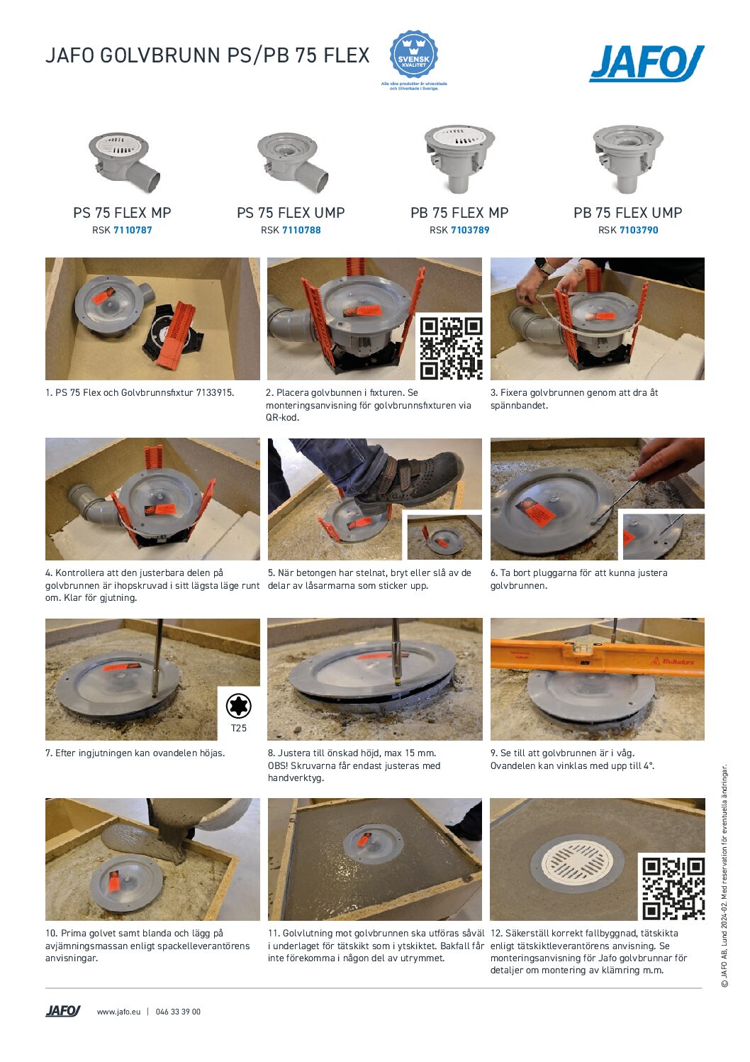 GOLVBRUNN PS 75 FLEX MP SIDOUTLOPP MED MATTPAKET GRÅ JAFO