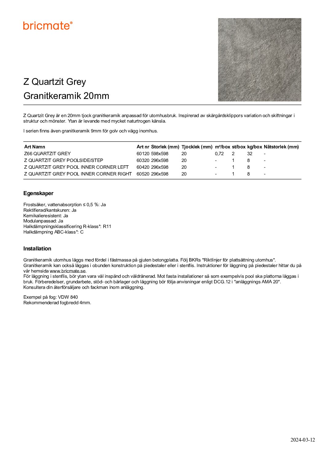 Z66 QUARTZIT PEARL 20mm